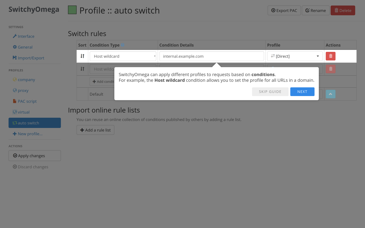 Proxy SwitchyOmega 插件截图