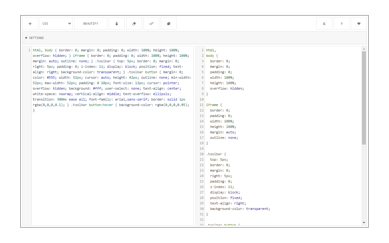 Code Beautifier (JS, CSS, HTML) 插件截图