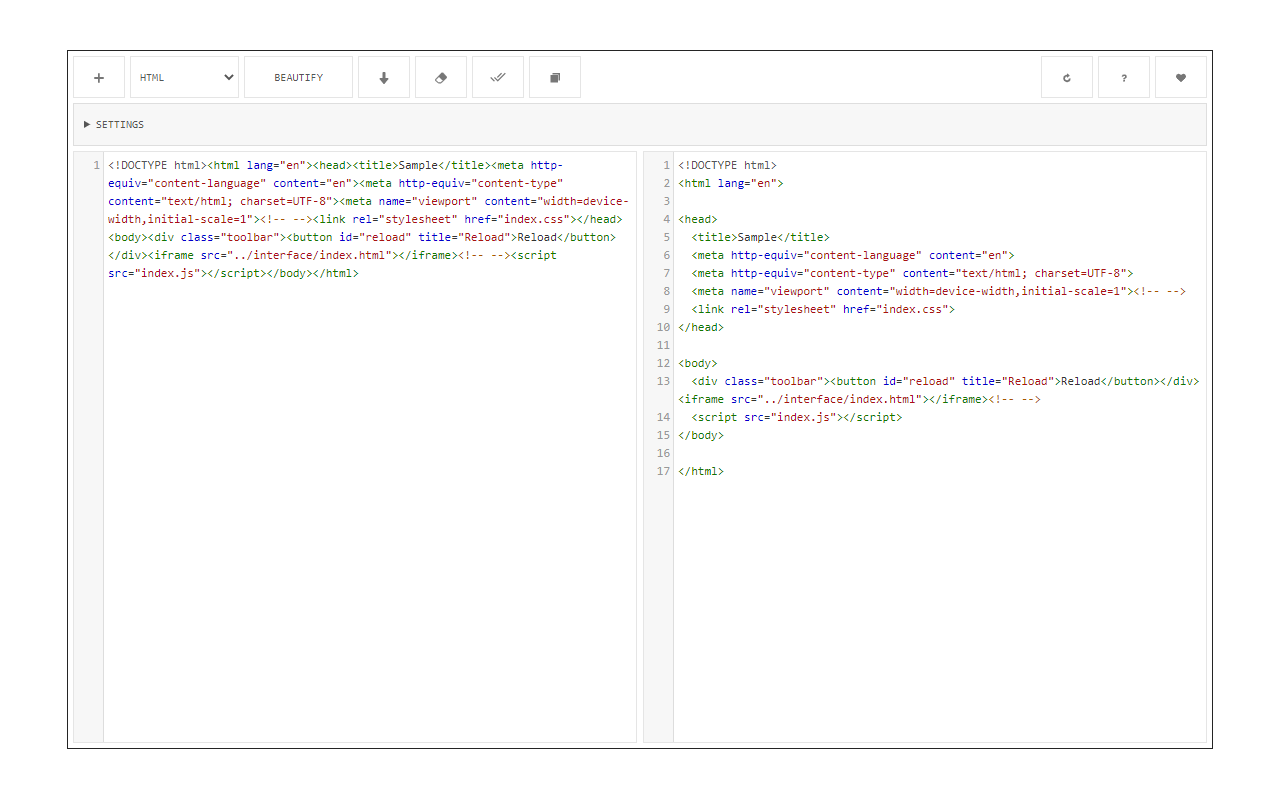 Code Beautifier (JS, CSS, HTML) 插件截图