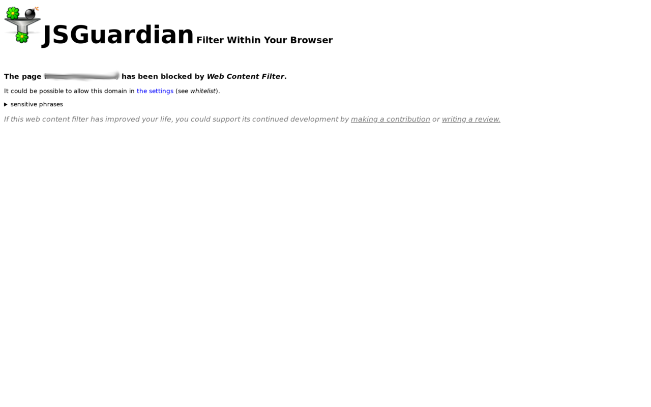 Web Content Filter (within your Browser) 插件截图