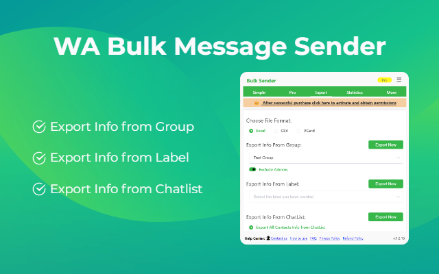 Bulk Sender – WhatsApp 群发助手 插件截图