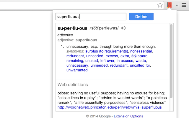 Google Dictionary (by Google) 插件截图