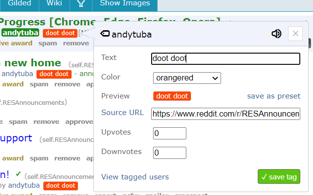 Reddit Enhancement Suite 插件截图