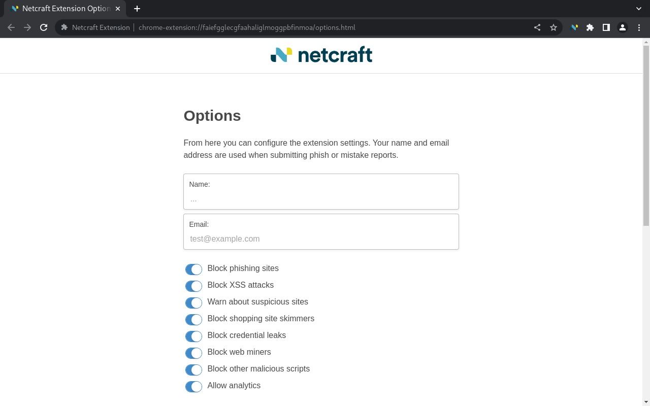 Netcraft 扩展程序 插件截图