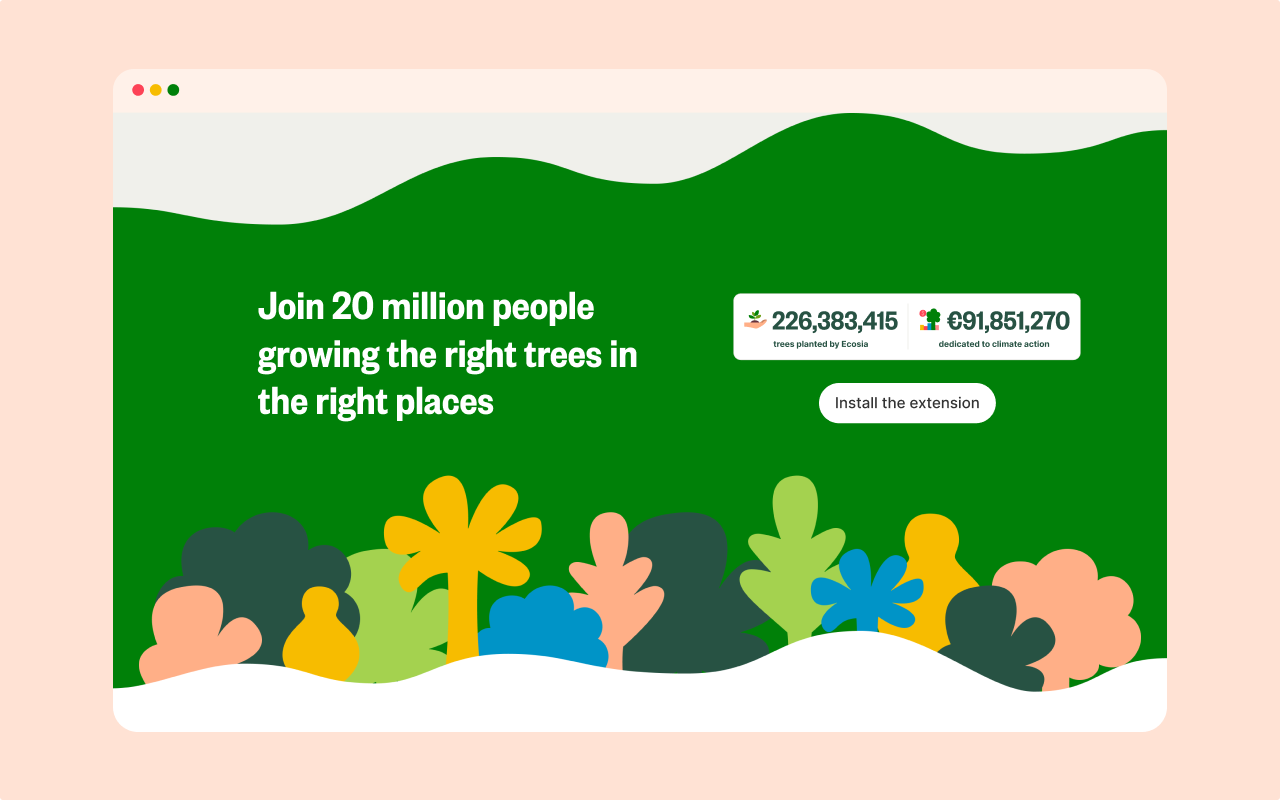Ecosia – 植树的搜索引擎 插件截图